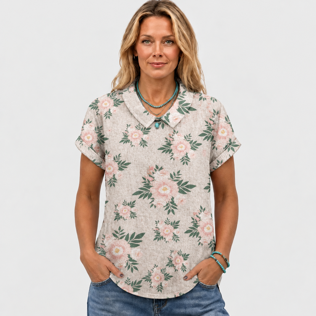 Zoe | Botanical Collared Top