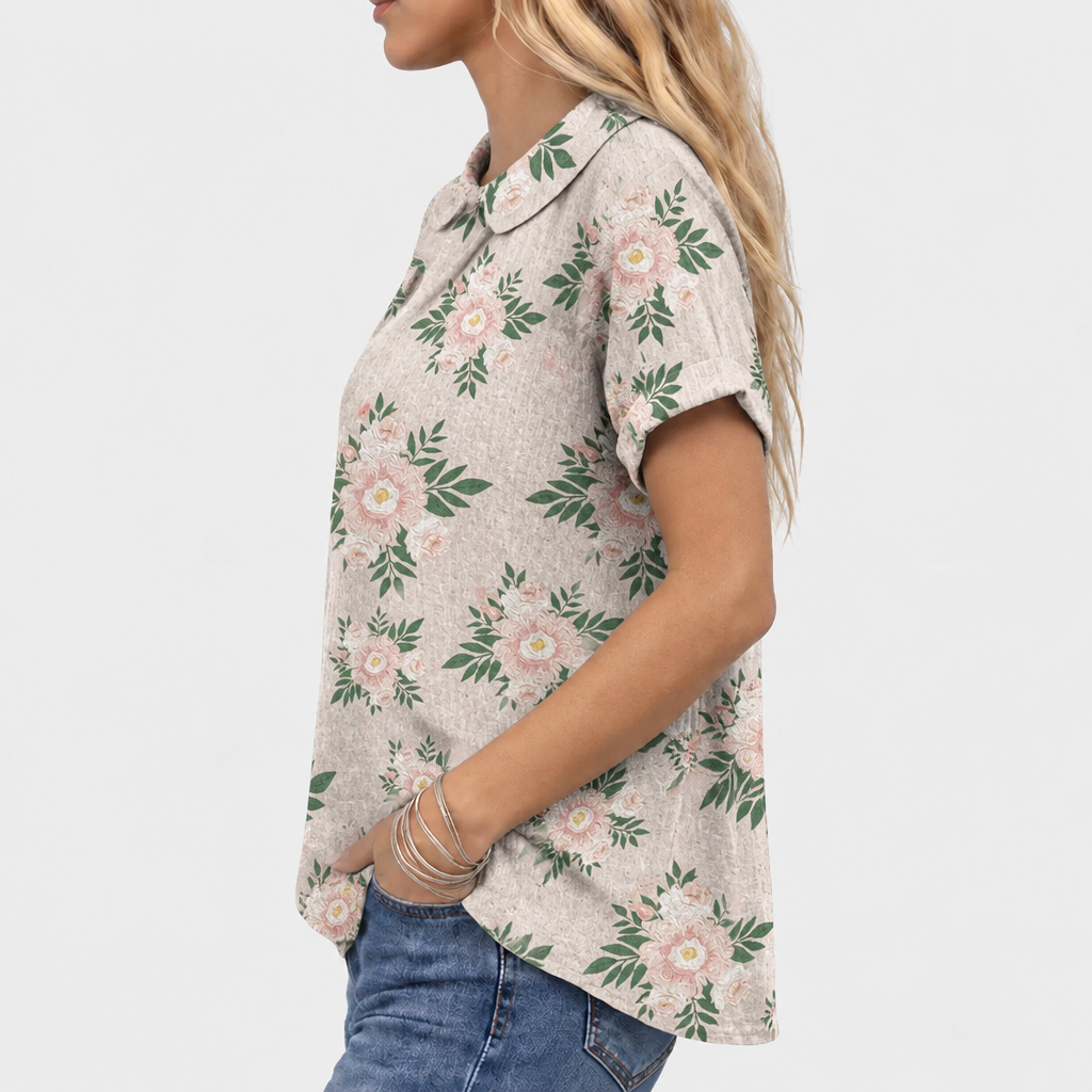 Zoe | Botanical Collared Top