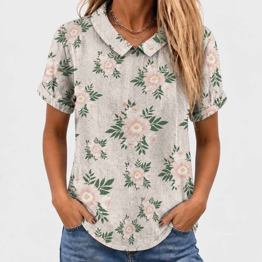 Zoe | Botanical Collared Top