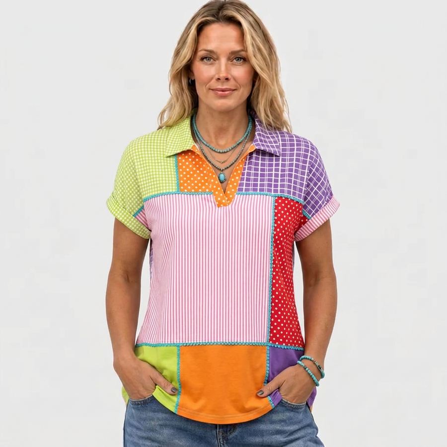 Tess | Patchwork Collared Top