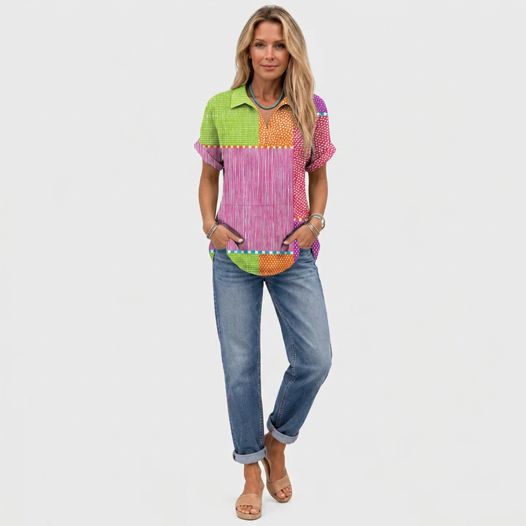 Tess | Patchwork Collared Top