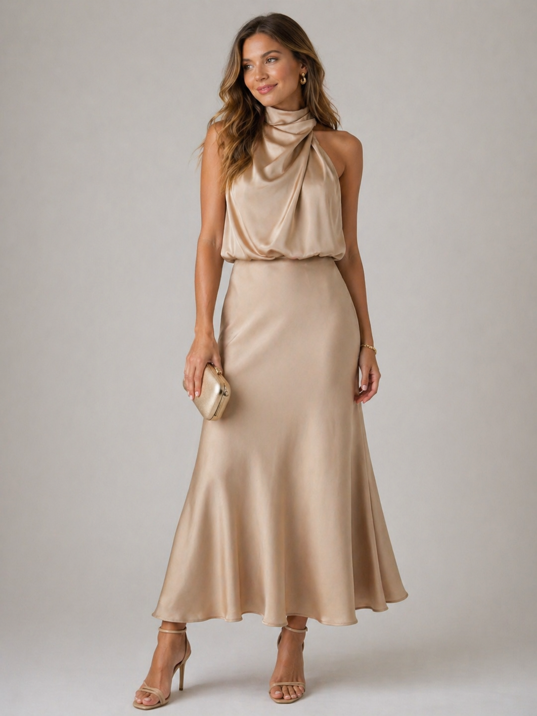 Genevieve | High Neck Draped Dress