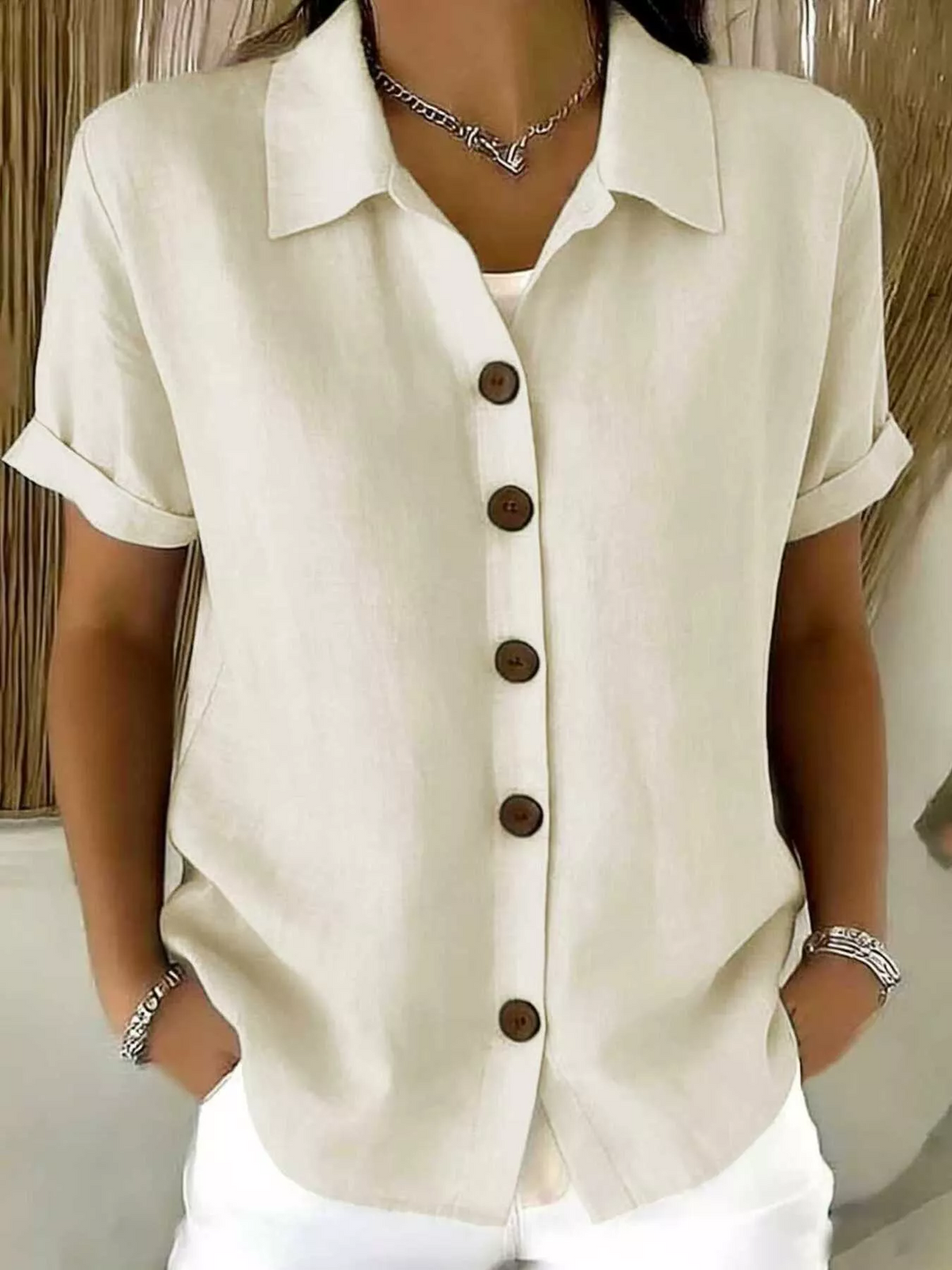 Aurelia Classic Button-Up Shirt Cream