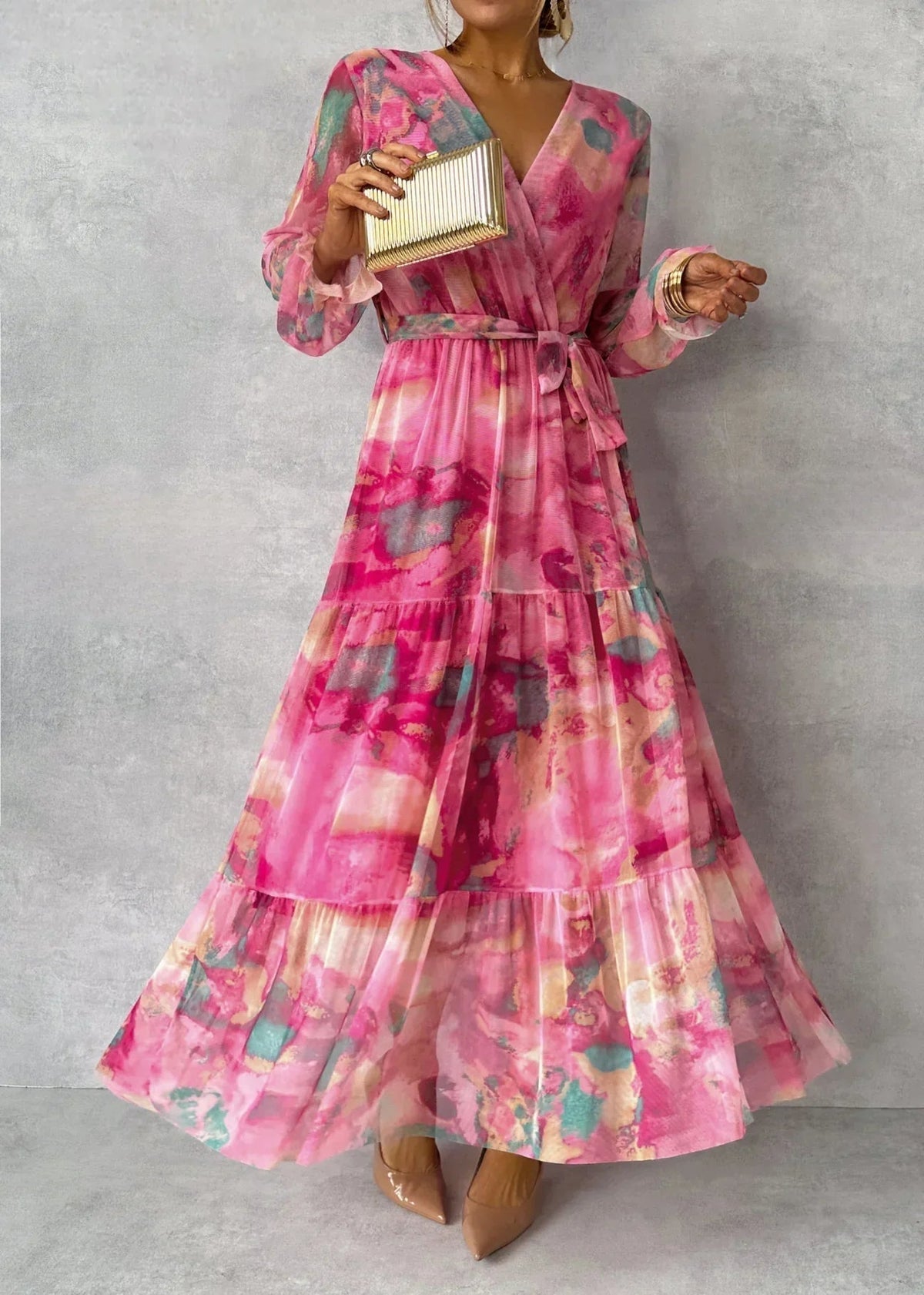 Rosalie | Long Sleeve Floral Wrap Dress
