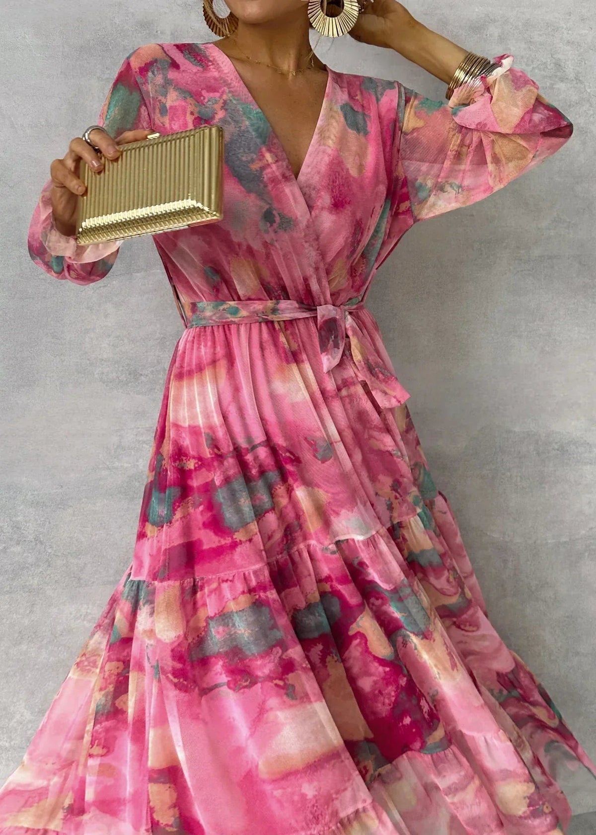 Rosalie | Long Sleeve Floral Wrap Dress