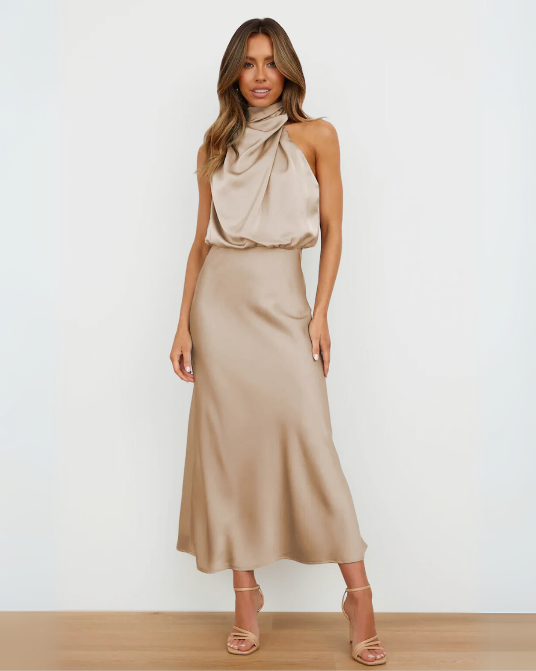 Genevieve | High Neck Draped Dress