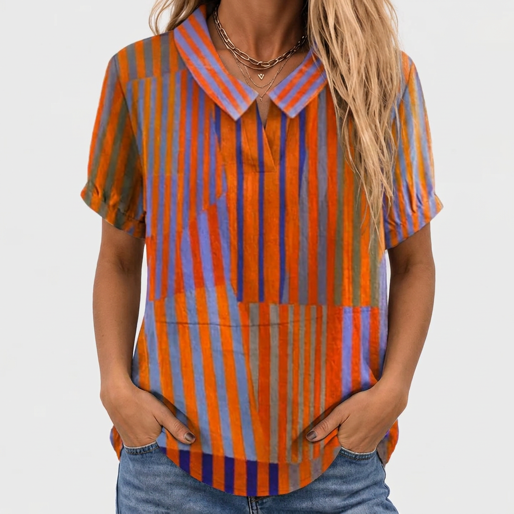 Rose | Striped Collared Top