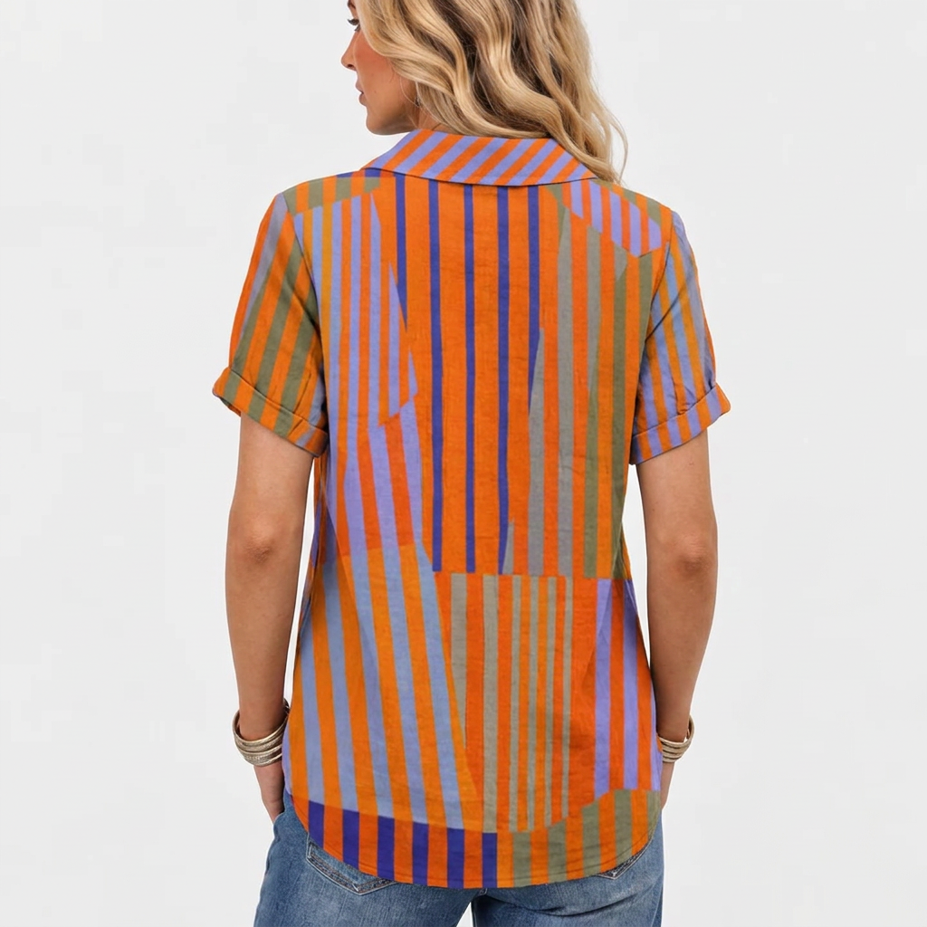 Rose | Striped Collared Top