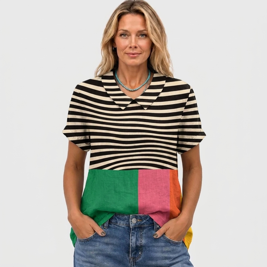 Brea | Colourblock Collared Top