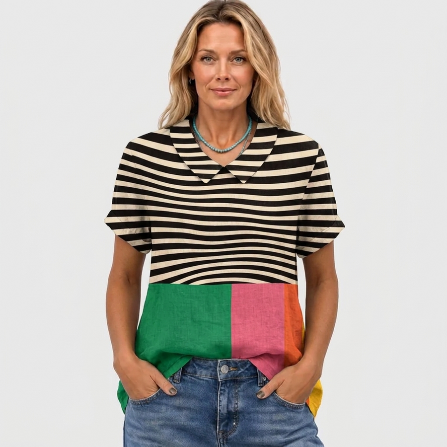 Brea | Colourblock Collared Top