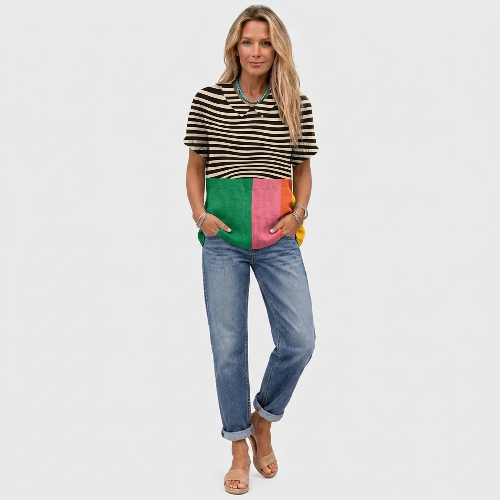 Brea | Colourblock Collared Top
