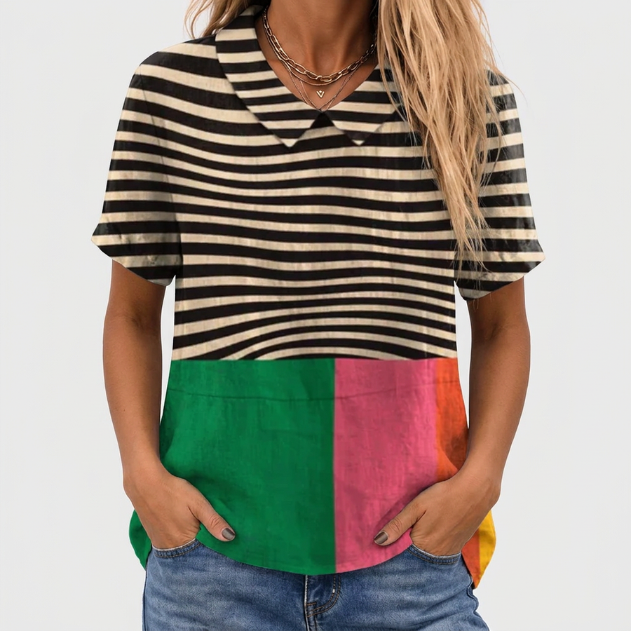 Brea | Colourblock Collared Top