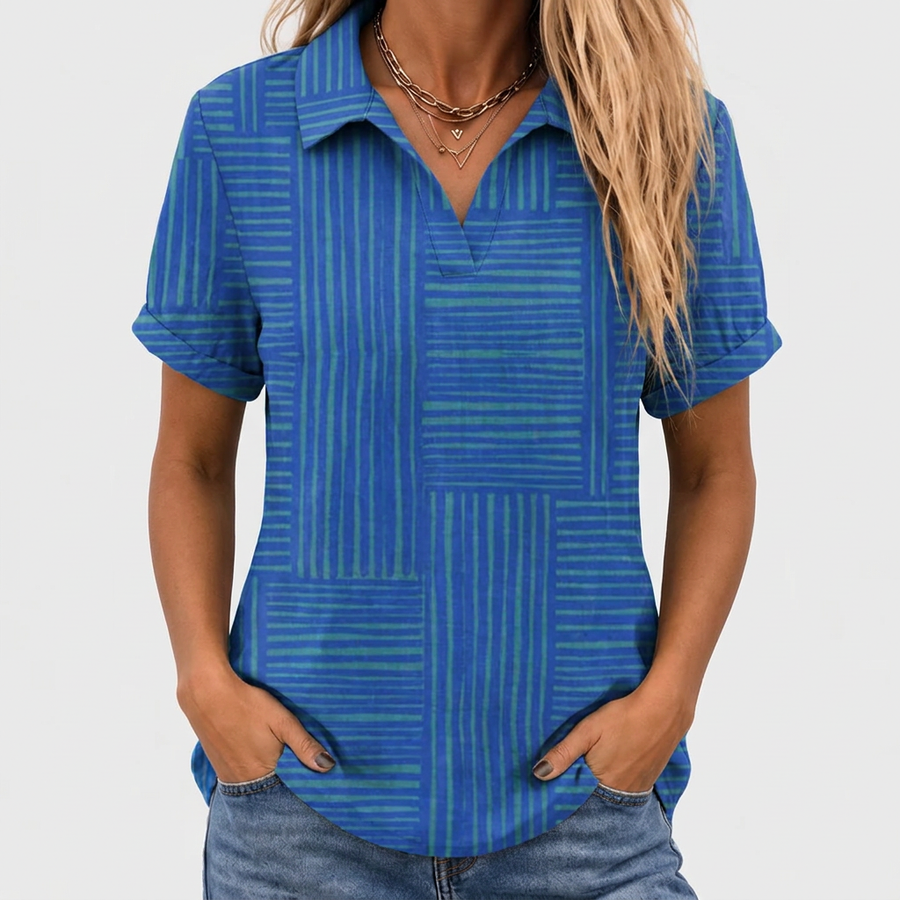 Liv | Geometric Collared Top