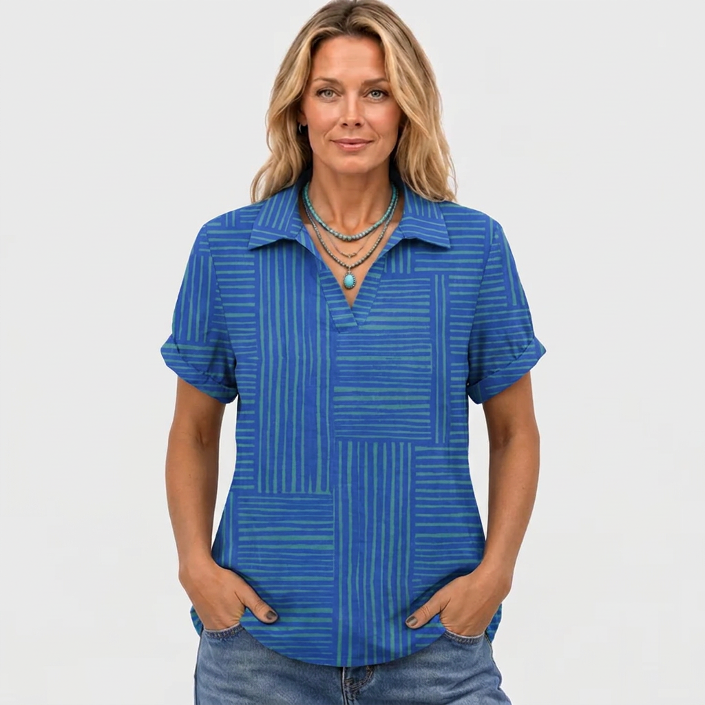 Liv | Geometric Collared Top