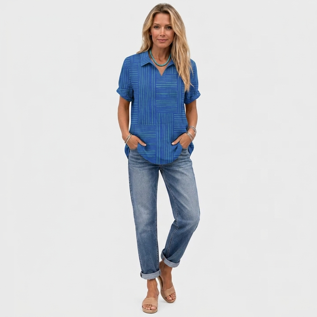 Liv | Geometric Collared Top