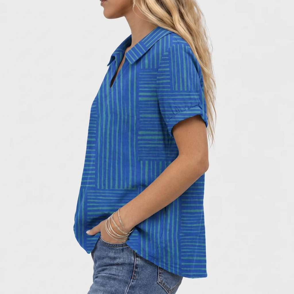 Liv | Geometric Collared Top