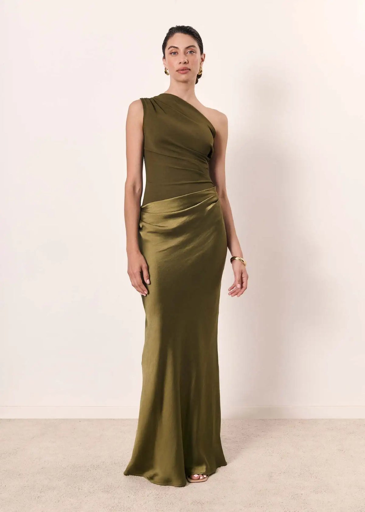Simone | Asymmetric Satin Maxi Dress