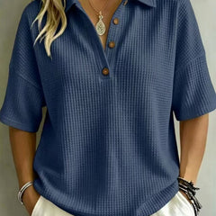 Maddison Relaxed Waffle Polo Top Navy