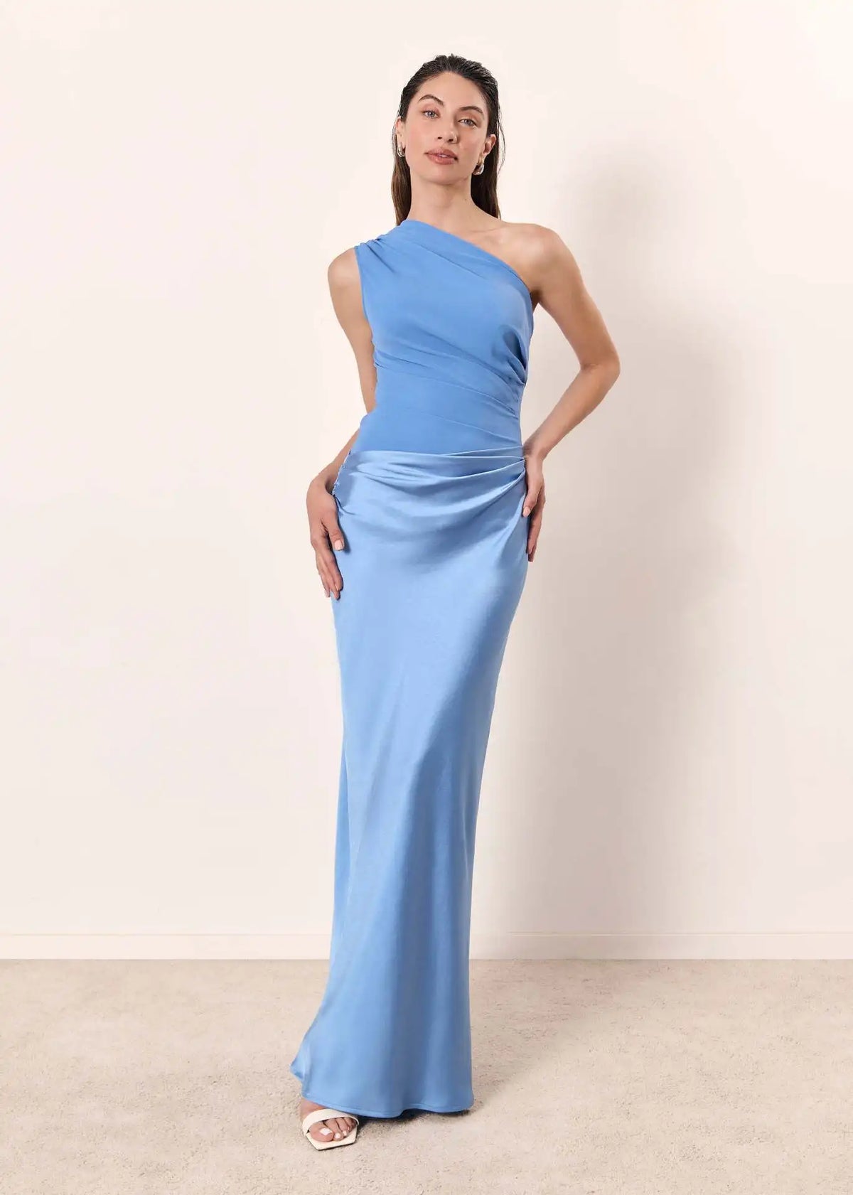 Simone | Asymmetric Satin Maxi Dress
