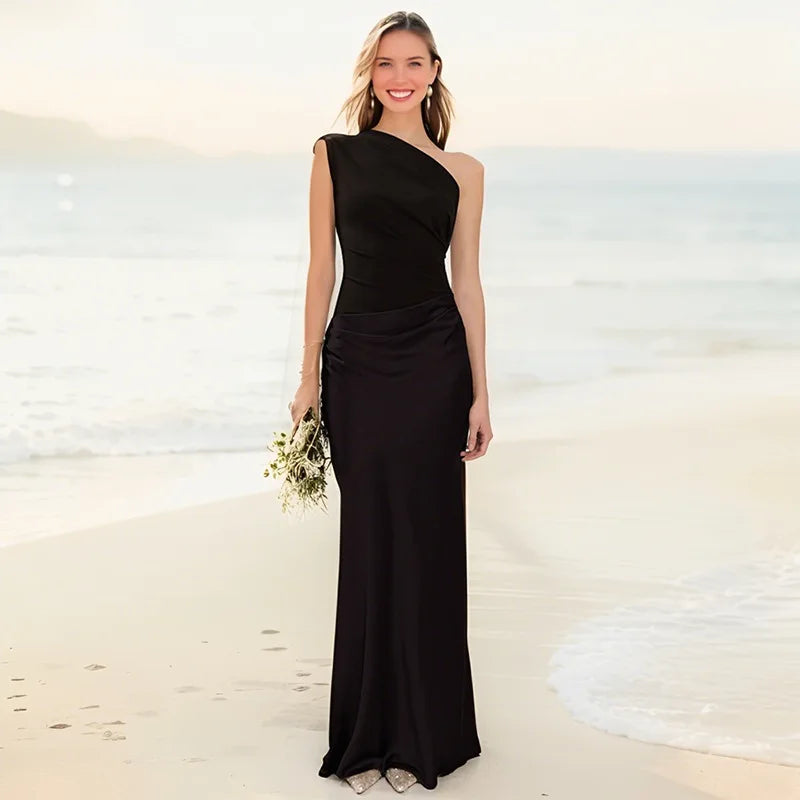 Simone | Asymmetric Satin Maxi Dress