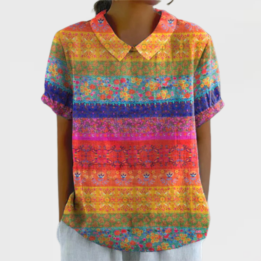 Nia | Floral Striped Shirt