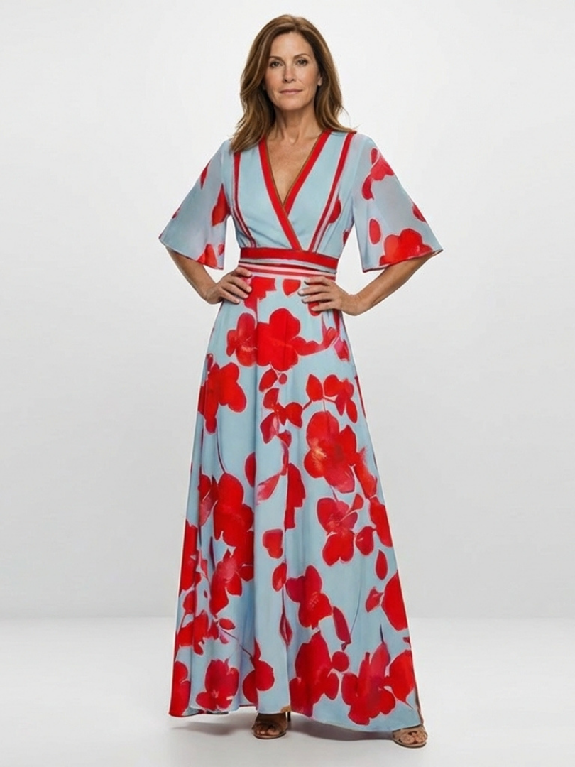 Isla | V Neck Floral Maxi Dress