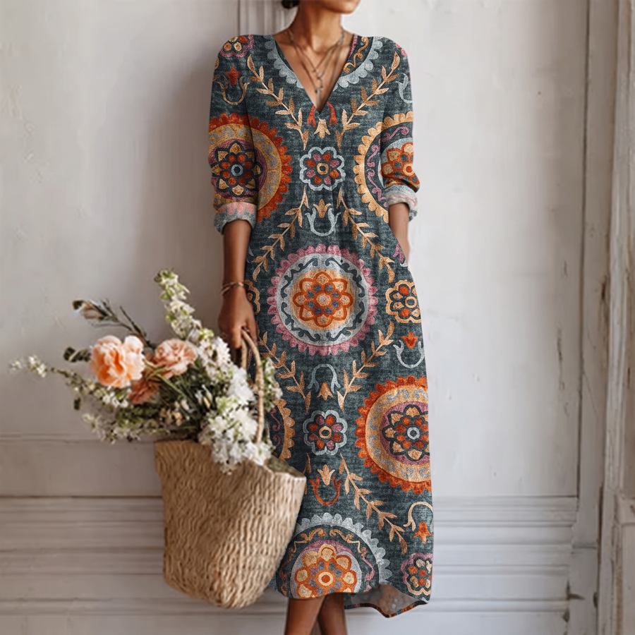 Ella | Stylish Geometric Midi Dress