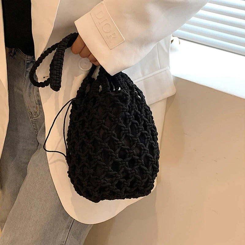 Casandra | Woven Drawstring Shoulder Bag