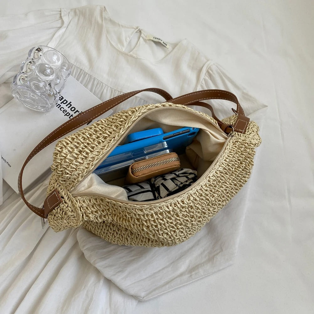 Marisol | Woven Raffia Crossbody Bag