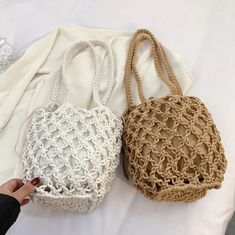 Casandra | Woven Drawstring Shoulder Bag