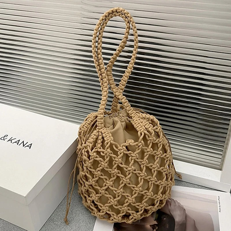 Casandra | Woven Drawstring Shoulder Bag