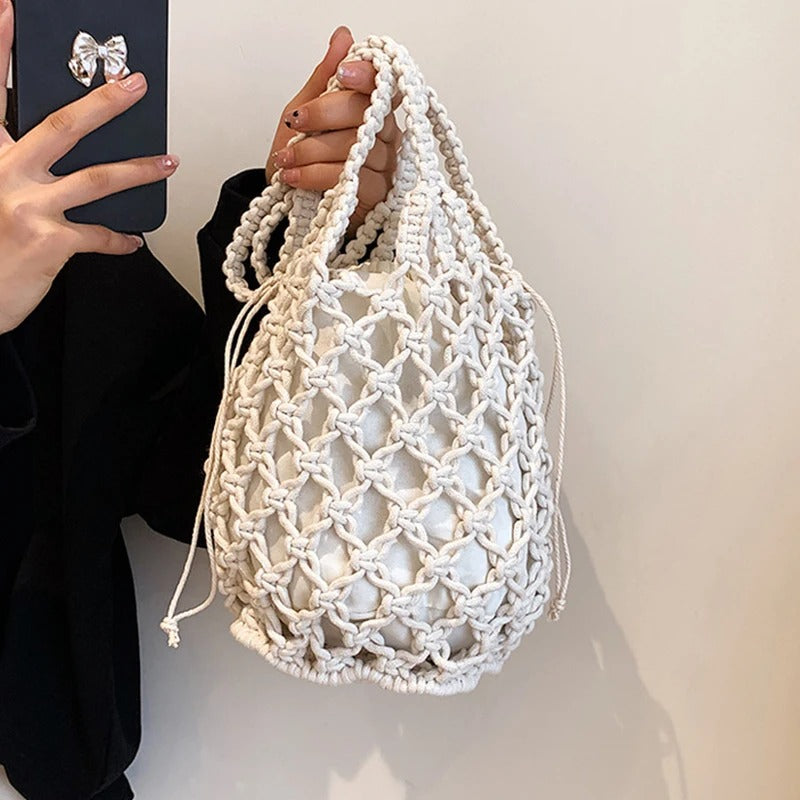 Casandra | Woven Drawstring Shoulder Bag